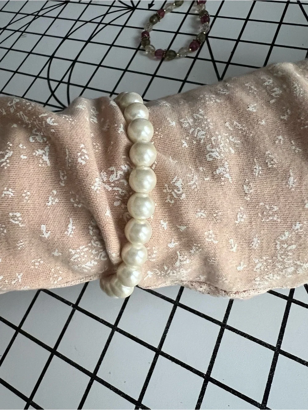 Vintage Faux Pearl & Multicolored Faceted Glass Bead Bracelet Set Lot of 2